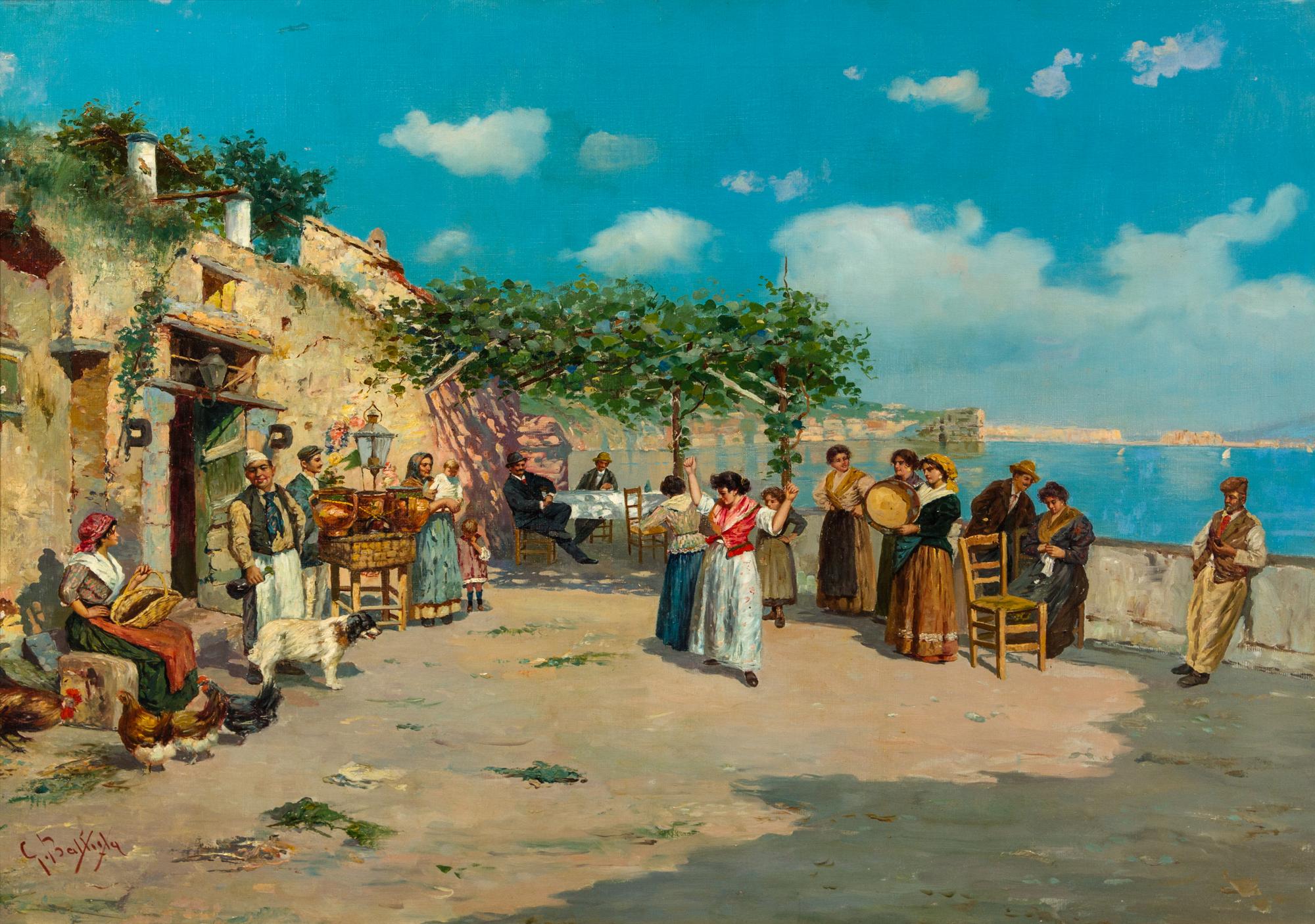 Giovanni Battista, (Italian, 1860 - 1925), Dancing Along Naples Bay