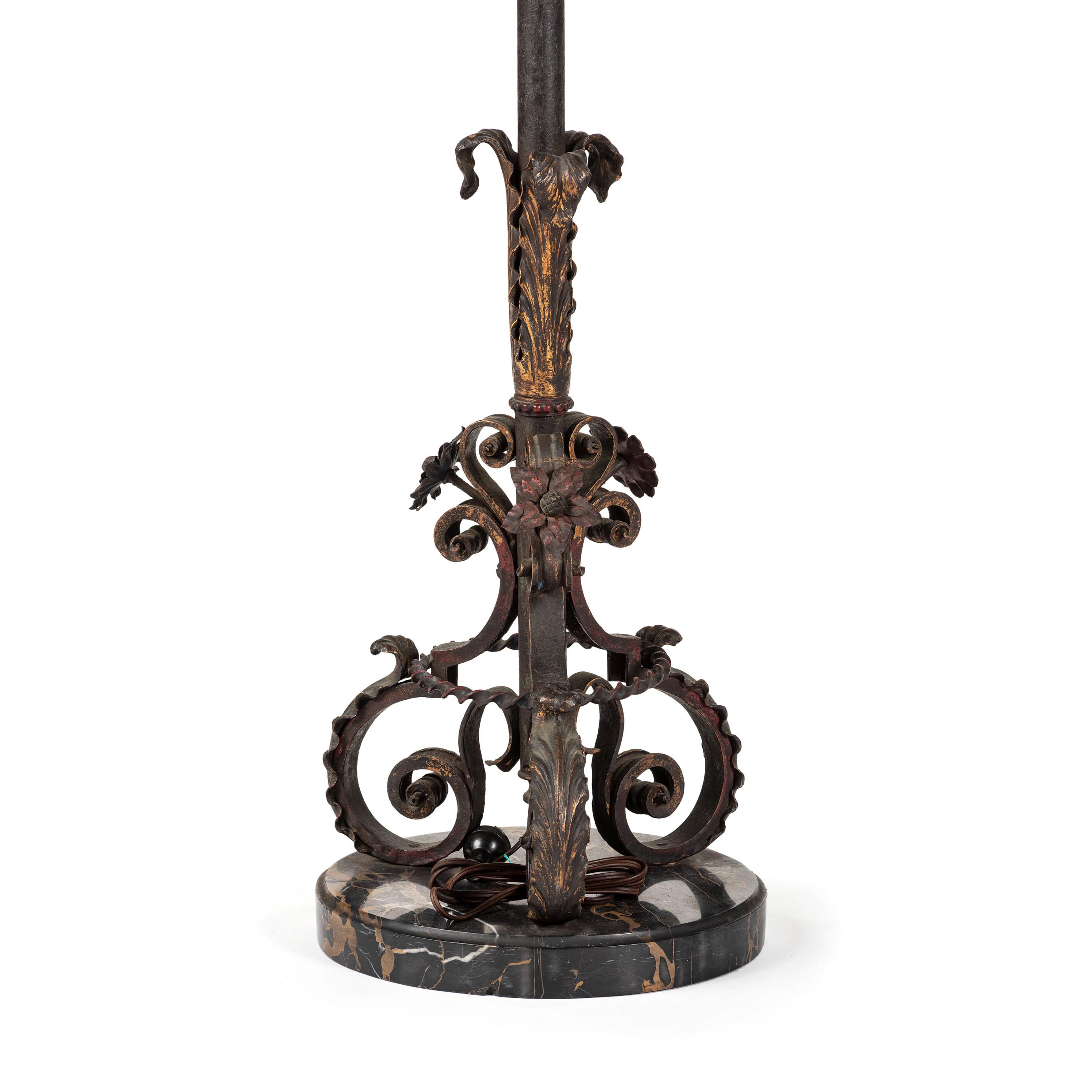 A Painted Iron and Marble Floor Lamp