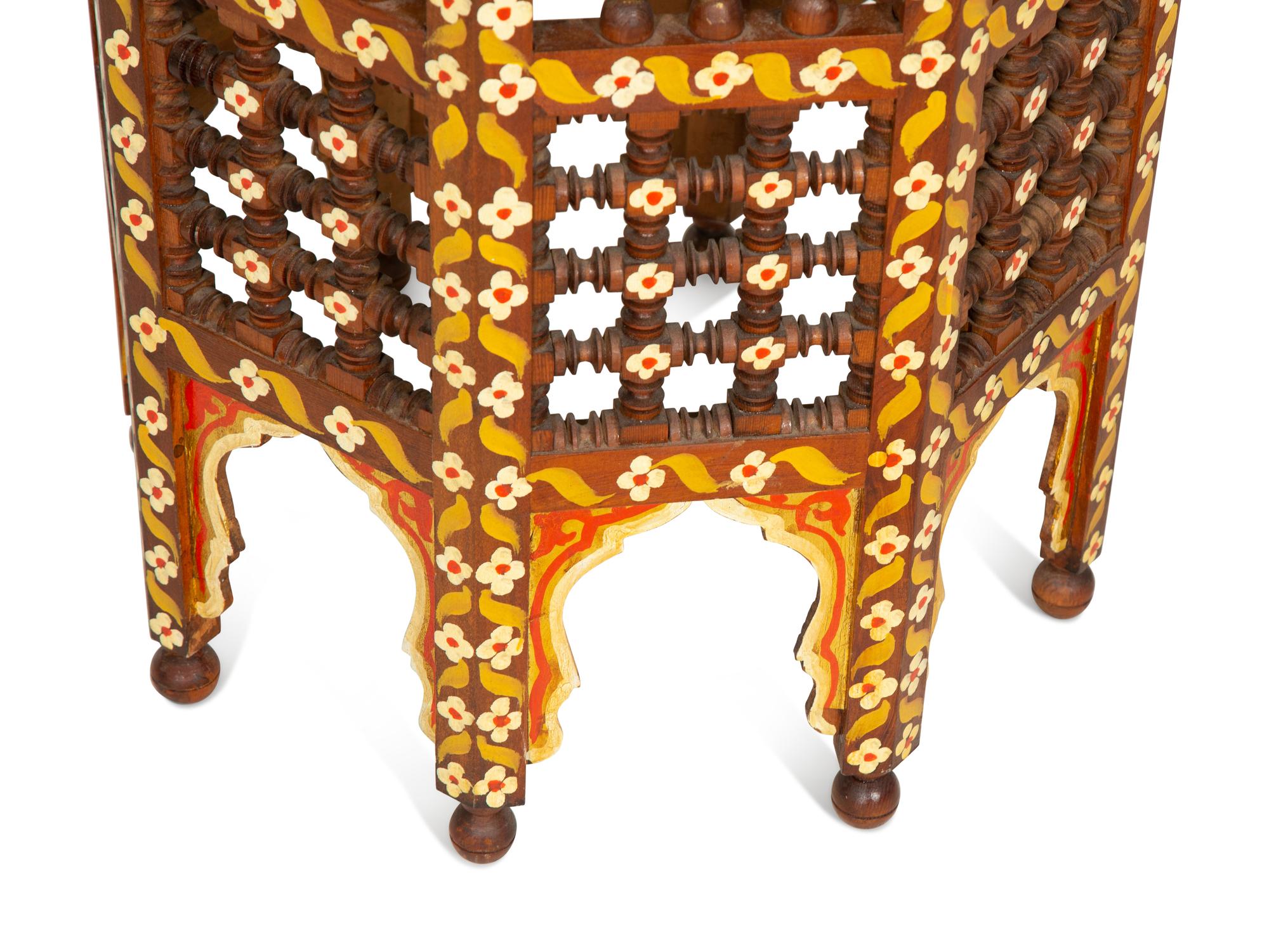 A Moroccan Style Painted Octagonal Side Table