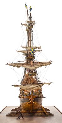 A Model of the "Vasa" Height 31 x length of base 37 3/4 inches.