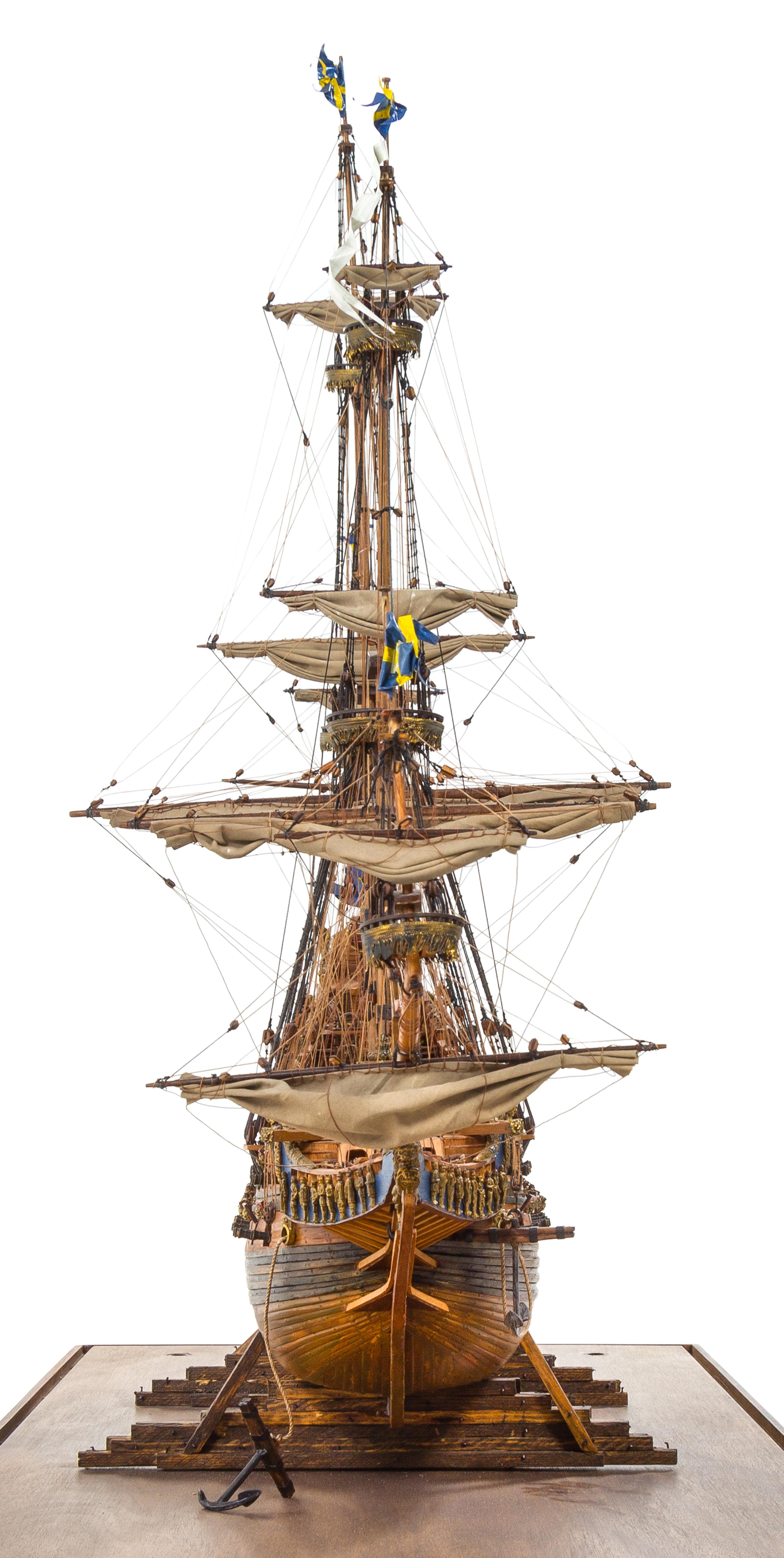 A Model of the "Vasa" Height 31 x length of base 37 3/4 inches.
