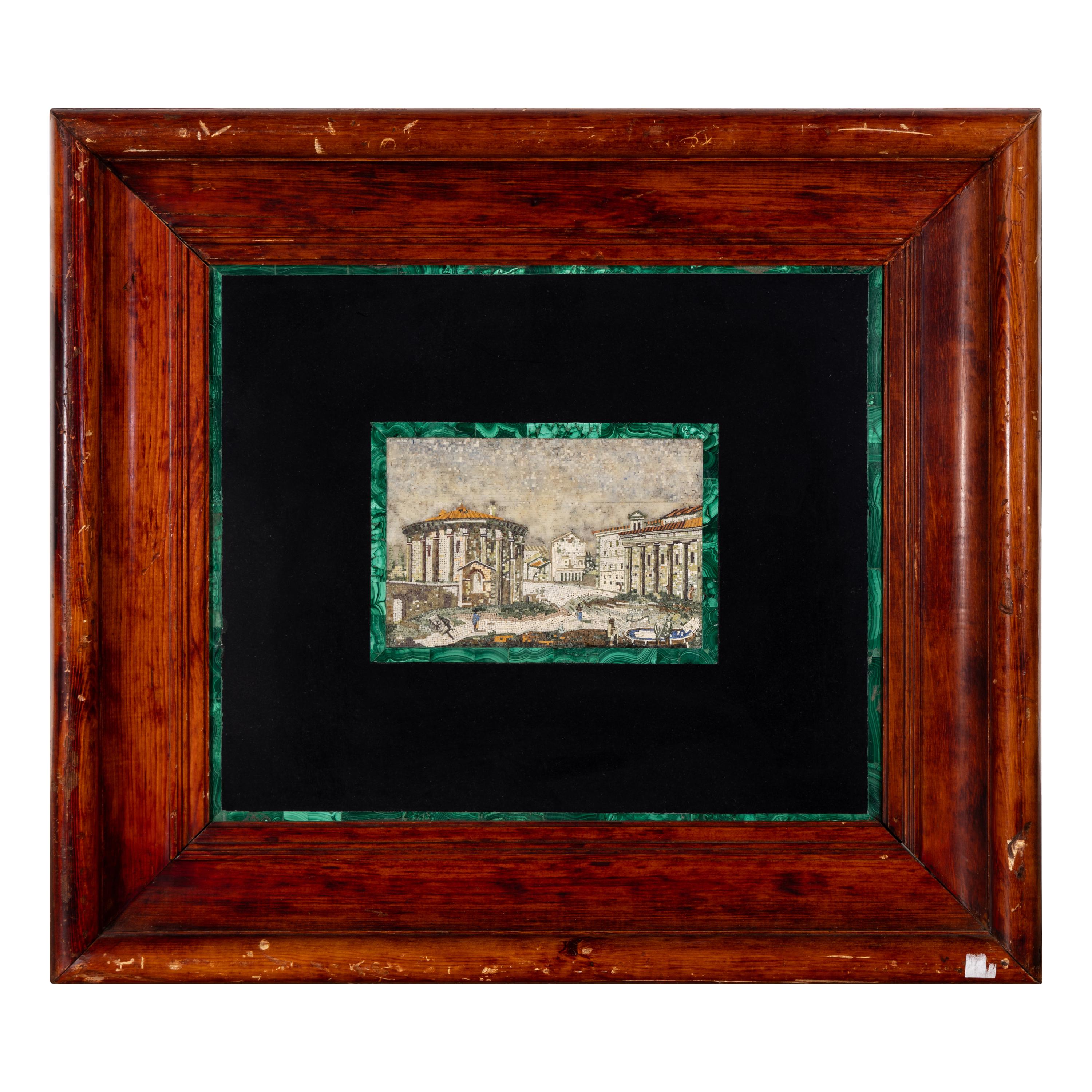 A Pair of Italian Micromosaic Panels of a Roman Temple