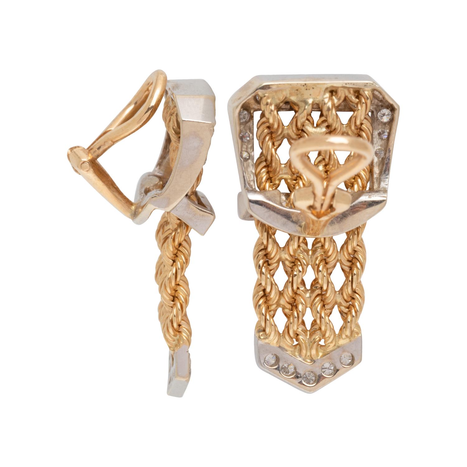 BICOLOR GOLD AND DIAMOND BUCKLE EARCLIPS