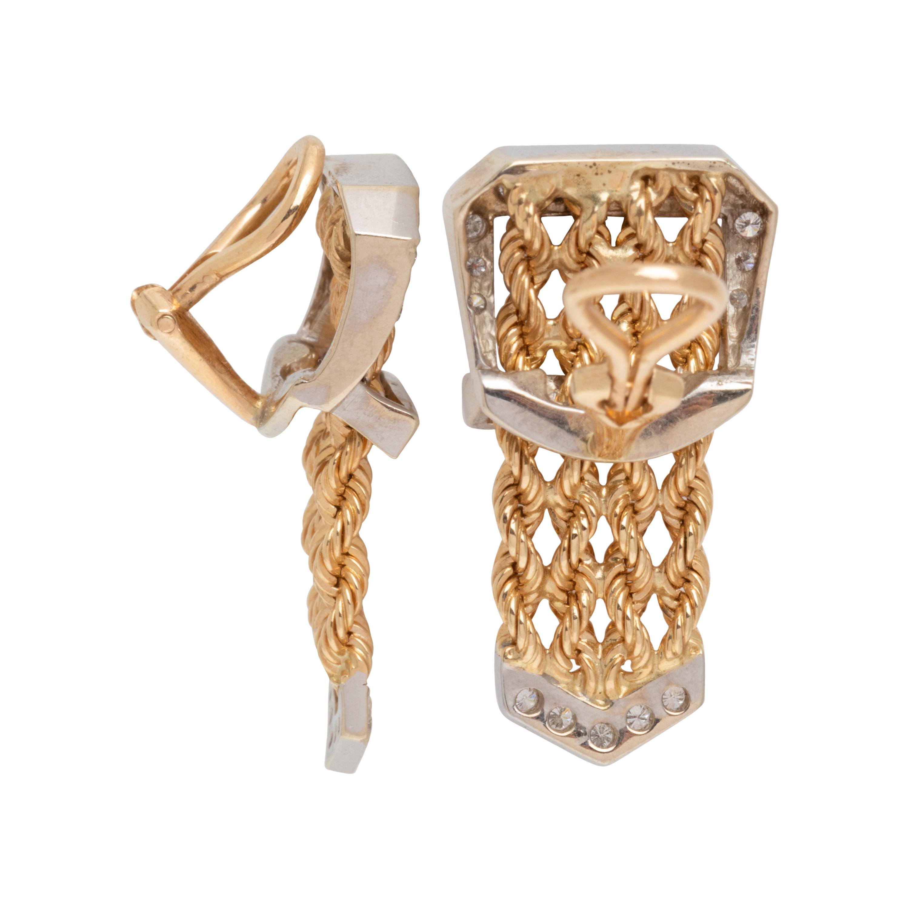 BICOLOR GOLD AND DIAMOND BUCKLE EARCLIPS