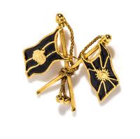 A Gianni Versace Black Enamel Flag Brooch, 2.75" x 2.75".