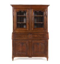 A Continental Walnut Secretary Bookcase
