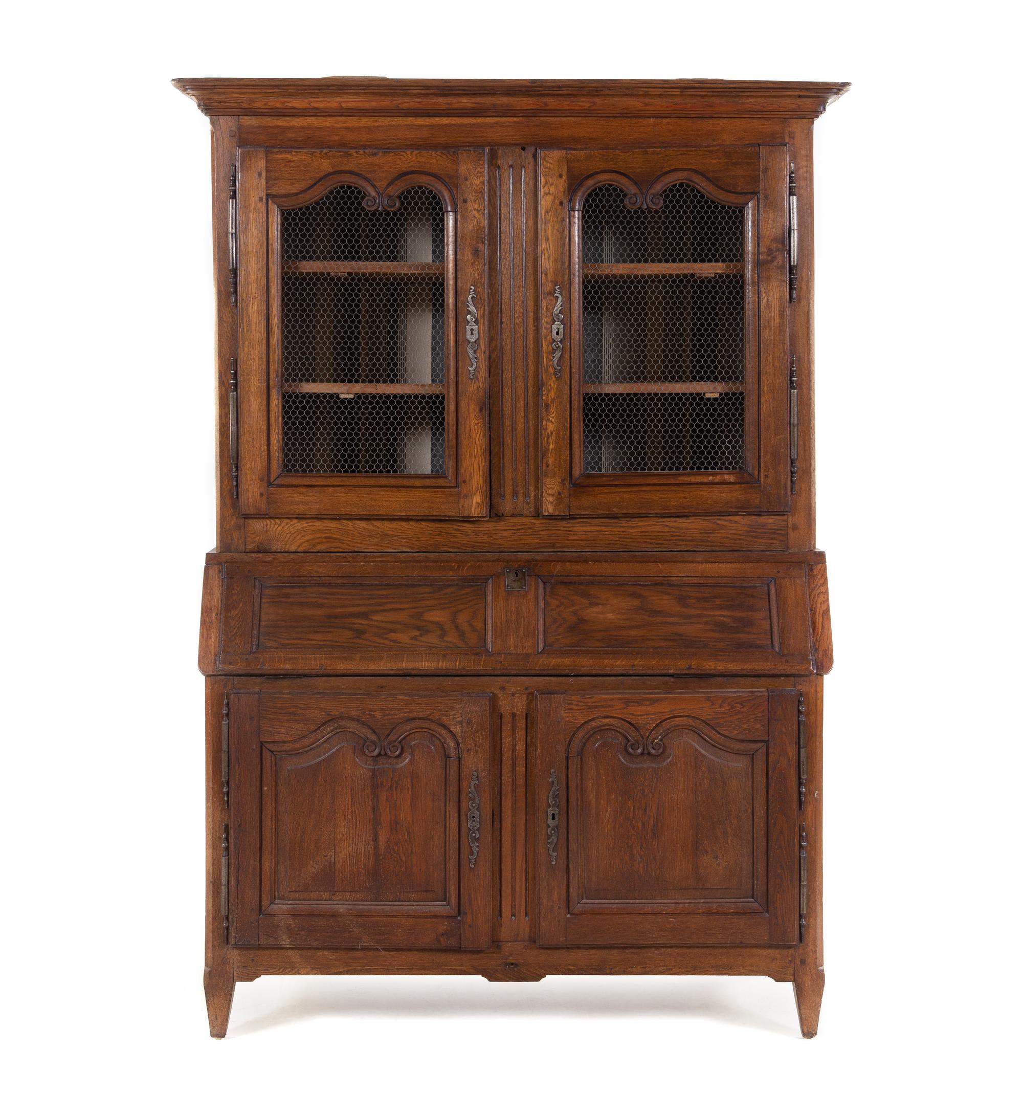 A Continental Walnut Secretary Bookcase