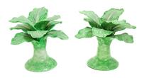 A Pair of Dodie Thayer Lettuce Ware Candlesticks Height 5 1/2 inches. — 20TH CENTURY