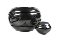 Stella Chavarria (Santa Clara b. 1939) Blackware Bowl Height of first 3 3/4 x diameter 5 1/4 inches