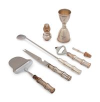 A Group of Seven Tiffany & Co. Silver Bamboo Pattern Bar Articles