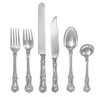 An American Silver Flatware Service, Tiffany & Co., New York, NY, English King pattern, comprising: 30 luncheon knives 12 fish knives 1