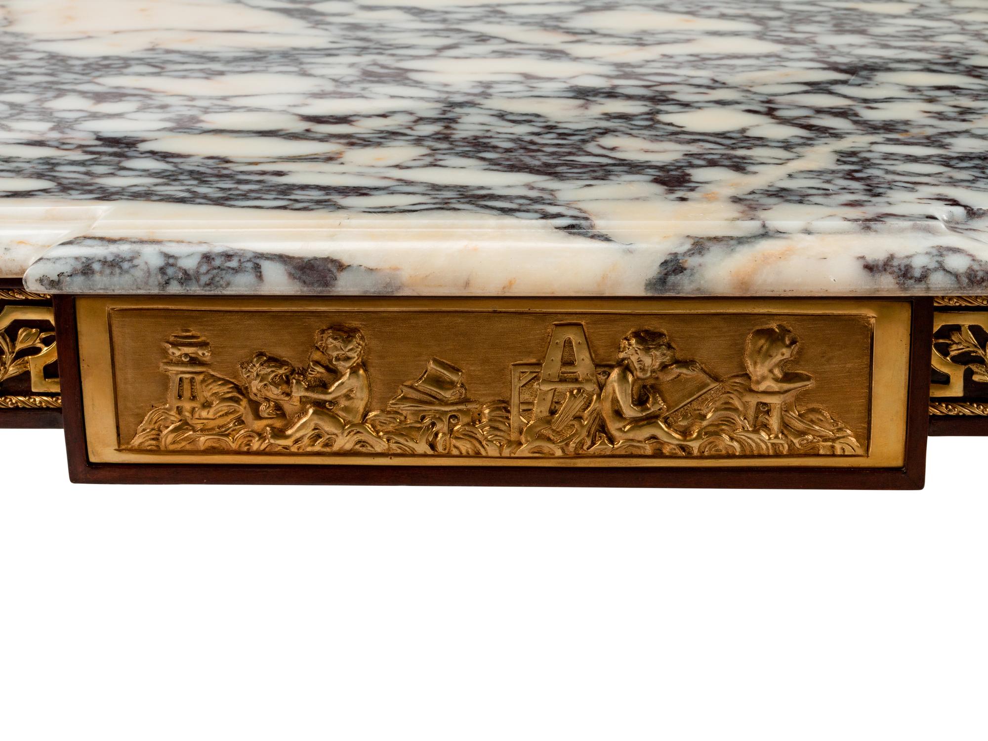 A Louis XVI Style Gilt-Bronze-Mounted Mahogany Low Table