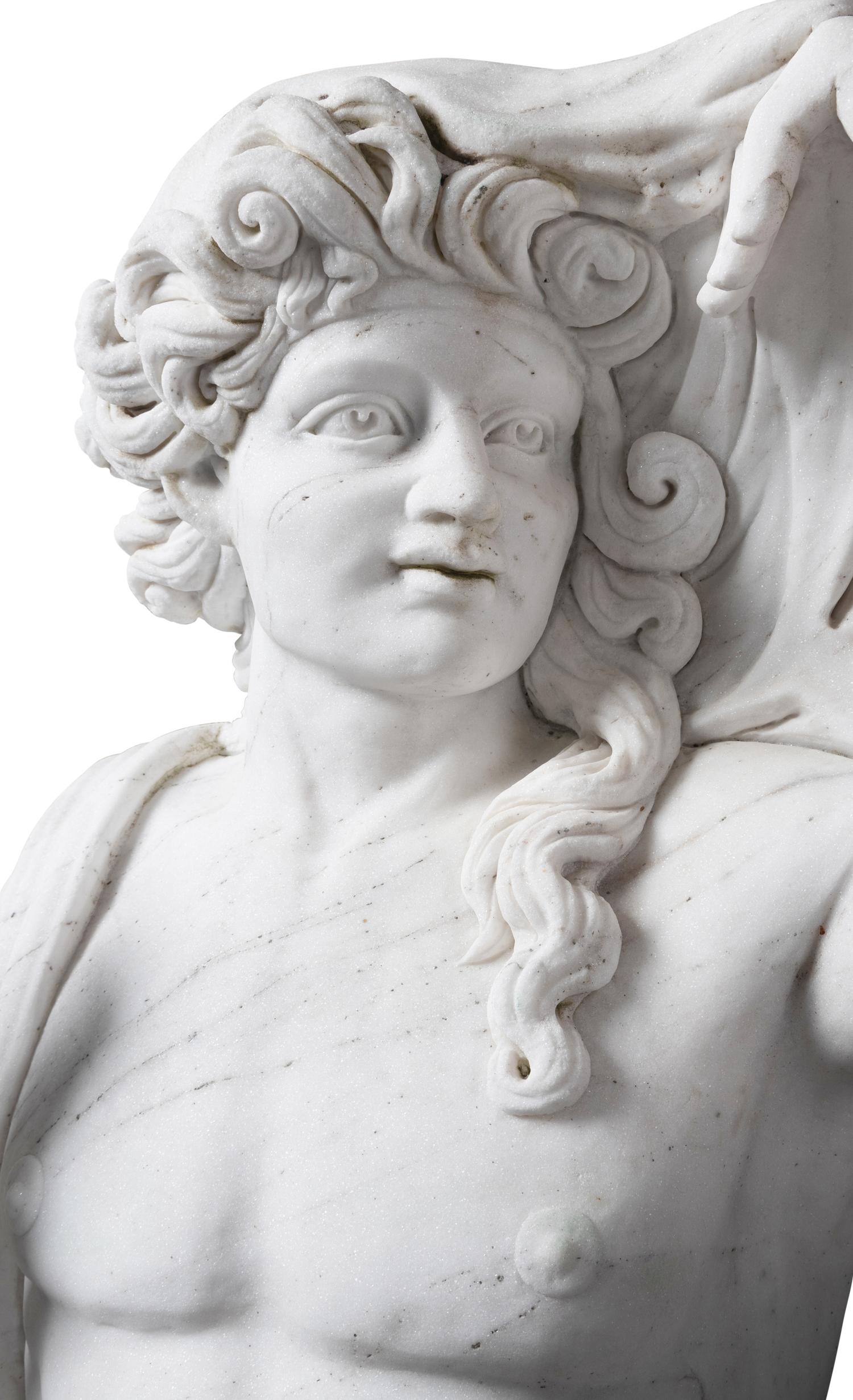 A Set of Four Monumental Carved Marble Garden Herms Allegorical of the Four Seasons
