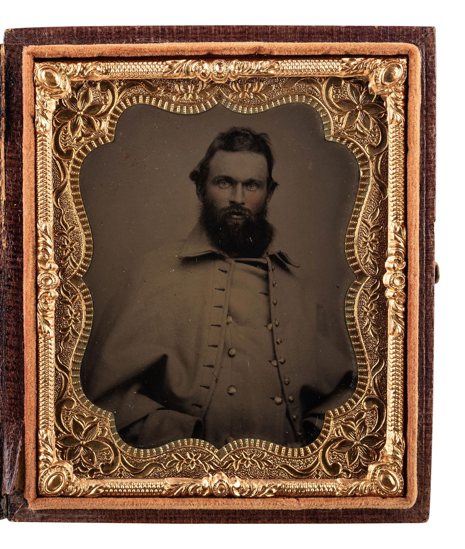 [CIVIL WAR]. Sixth plate tintype of a Union cavalryman.