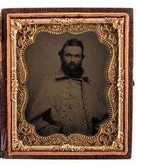 [CIVIL WAR]. Sixth plate tintype of a Union cavalryman.
