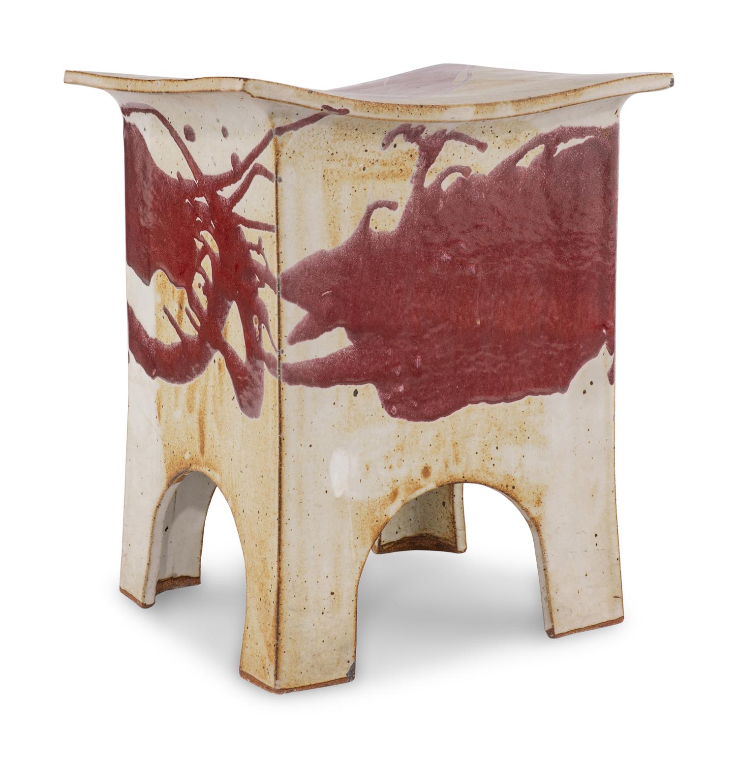 A Studio Ceramic Glazed Stool