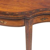 A George III Inlaid and Paint-Decorated Satinwood and Mahogany Games Table