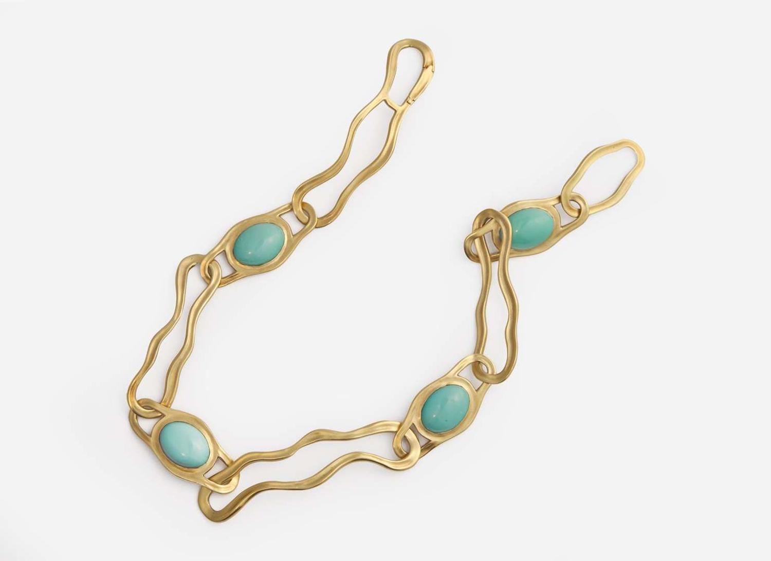An 18K Yellow Gold and Turquoise Necklace by Angela Cummins for Tiffany & Co.
