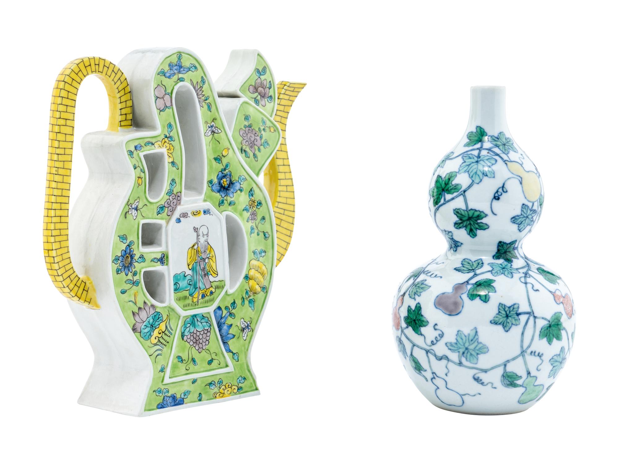 Two Chinese Famille Verte Porcelain Vessels
