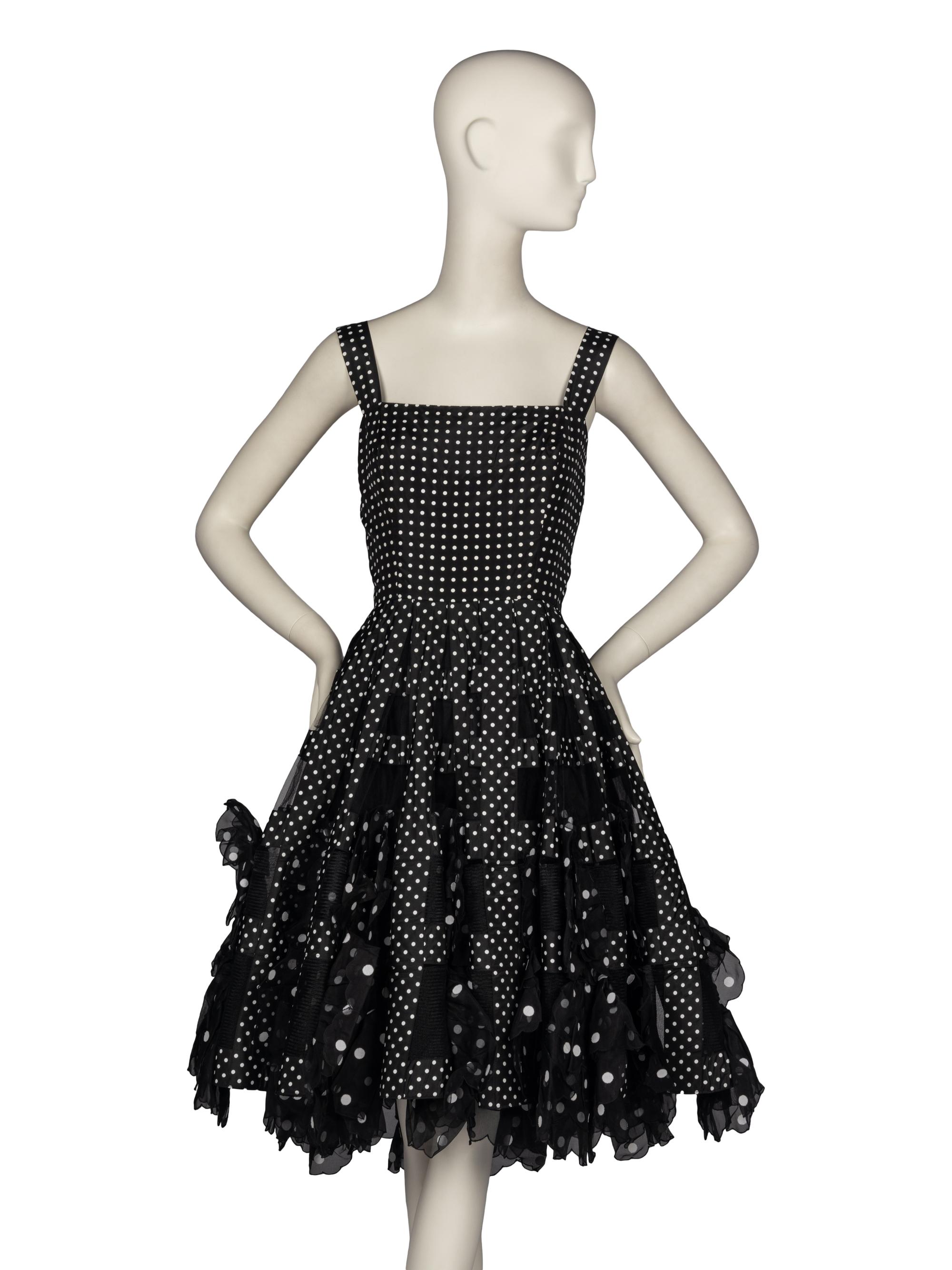 Oscar de la Renta Polka Dot Cocktail Dress
