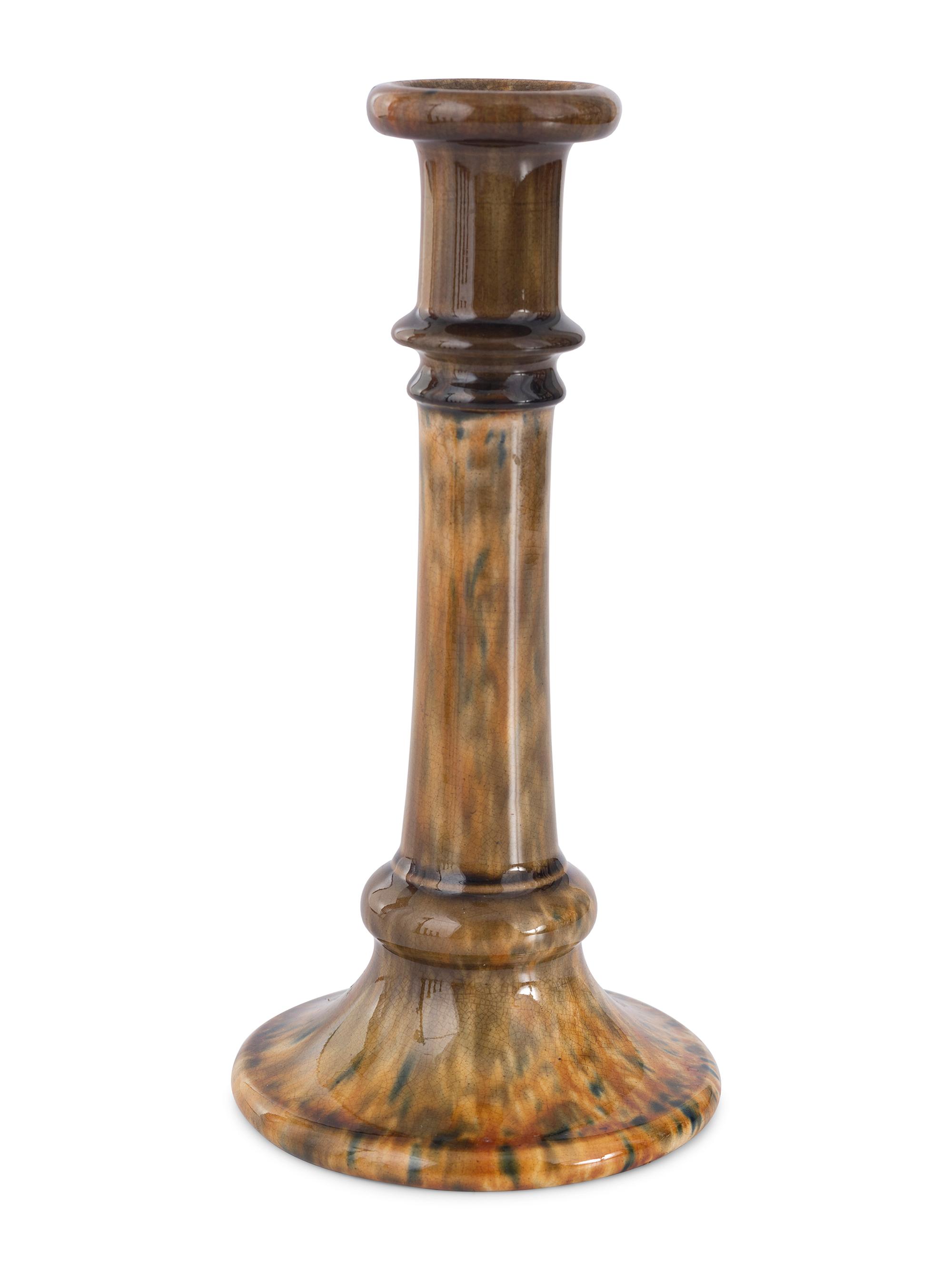Five Rockingham Glaze Candlesticks