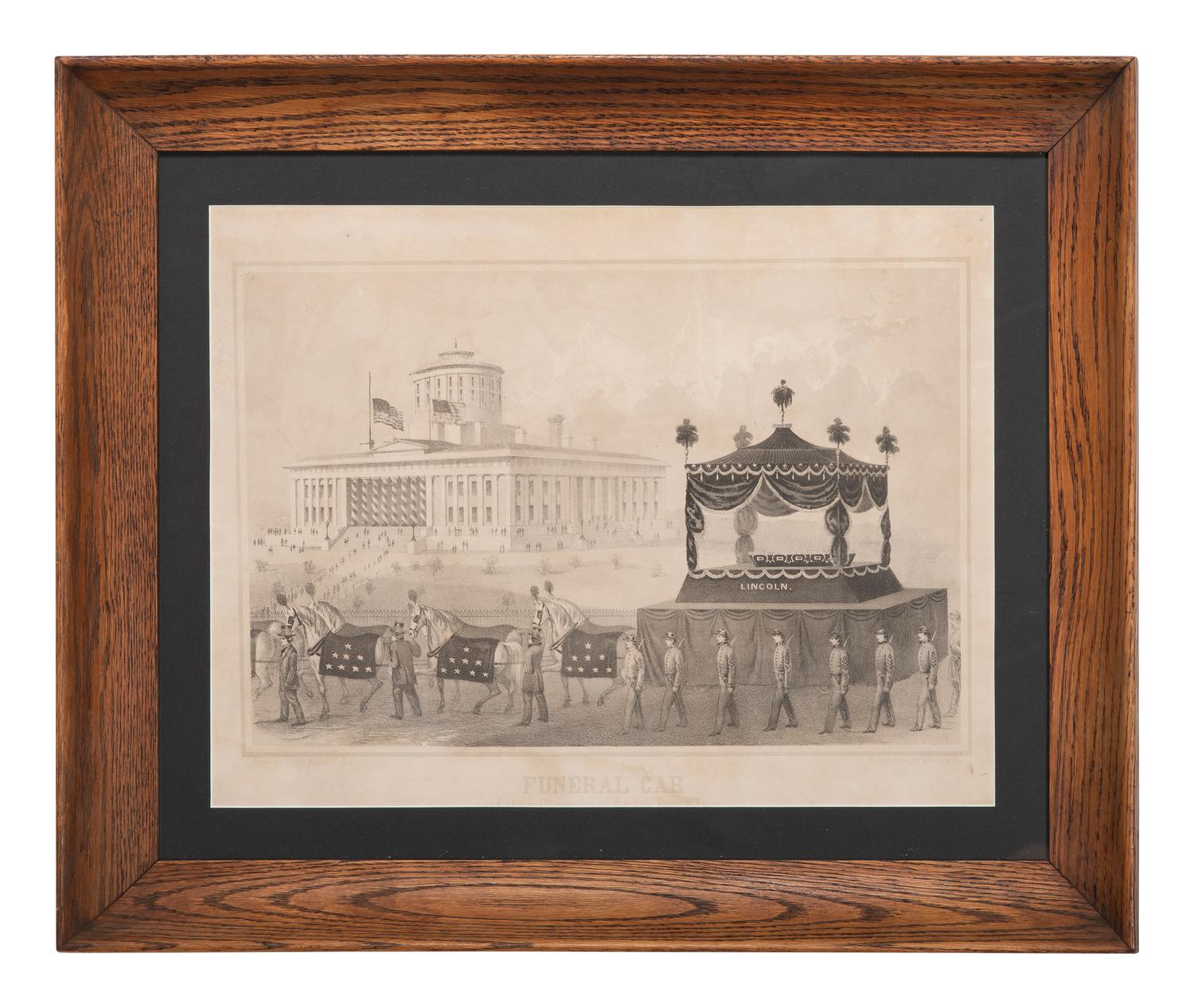 [LINCOLN, Abraham (1809-1865)]. RUGER, Albert, artist. Funeral Car Used at the Obsequies of the Late President Lincoln . Cincinnati, OH: Ehrgott, Forbiger & Co., 1865.