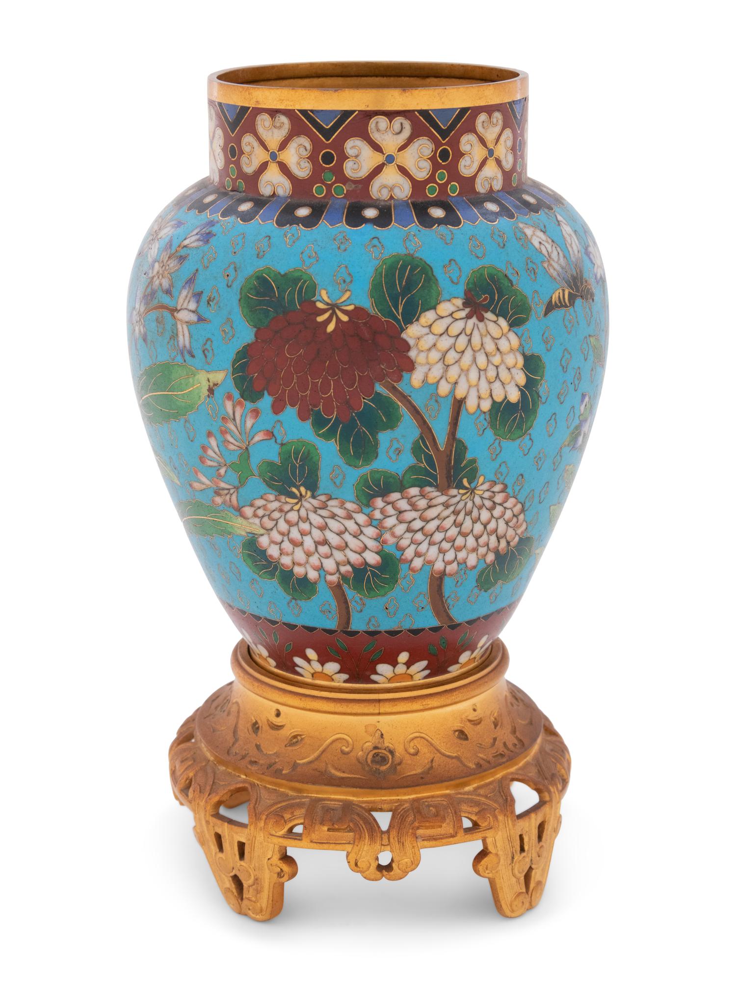 An Elkington & Co. Enameled Bronze Urn