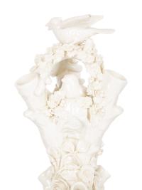 A Pair of Irish Belleek White Porcelain Bird's Nest Tree Stump Vases — LATE 19TH/EARLY 20TH CENTURY