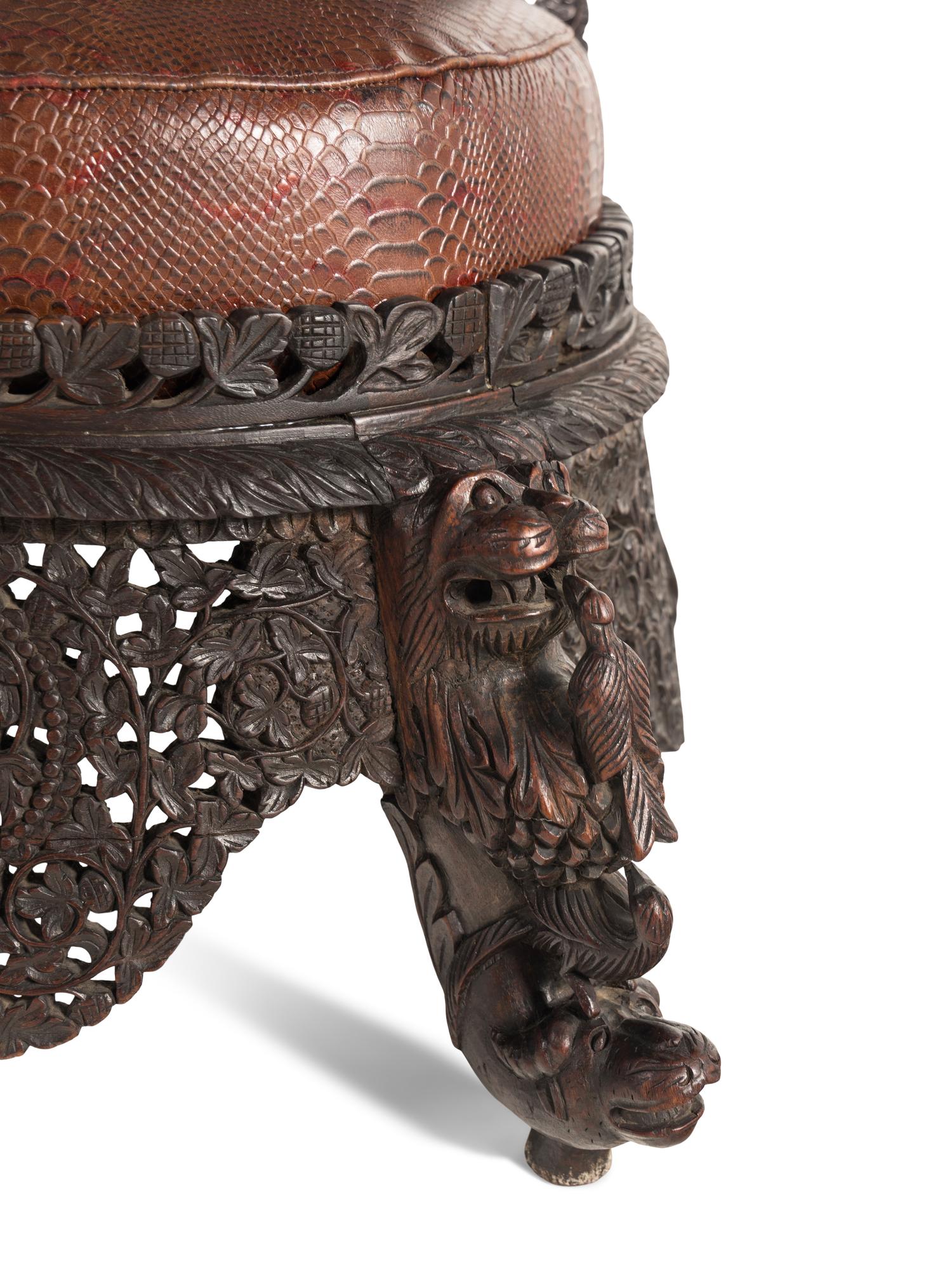 An Anglo-Indian Carved Hardwood Slipper Chair