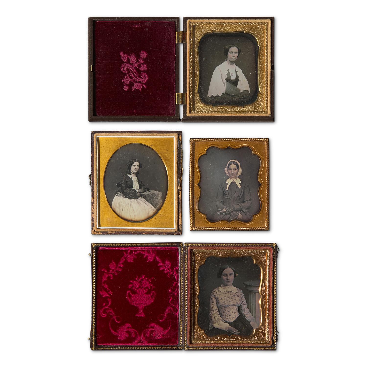 [Early Photography] Group of 26 Sixth Plate Daguerreotypes of Women