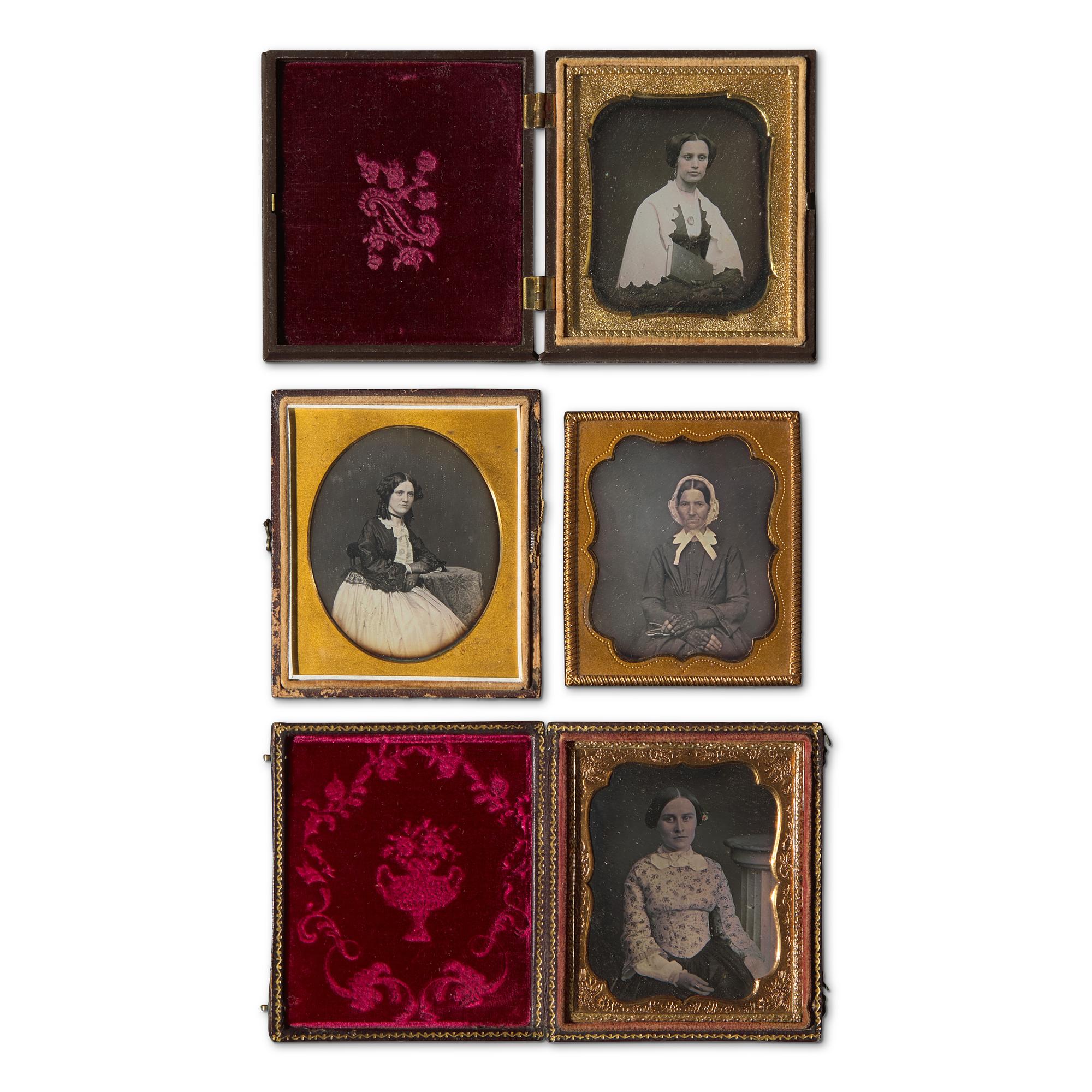 [Early Photography] Group of 26 Sixth Plate Daguerreotypes of Women