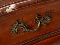 A Louis XV Style Gilt Bronze Mounted Parquetry Marble-Top Commode