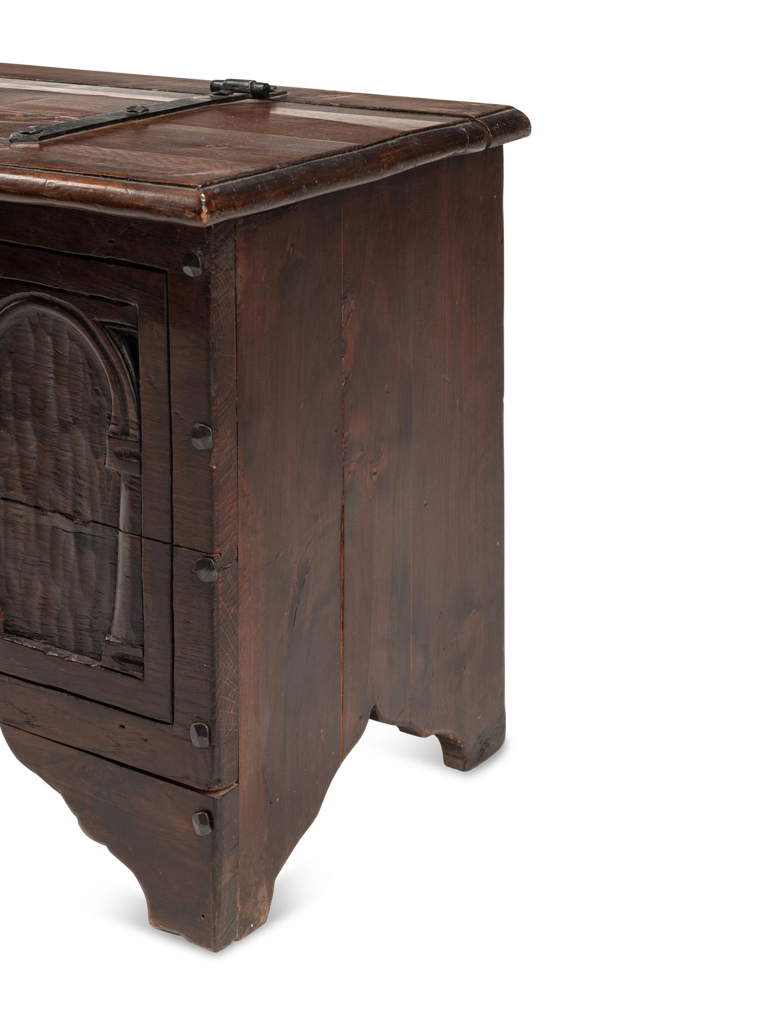 A Renaissance Revival Oak and Walnut Coffer