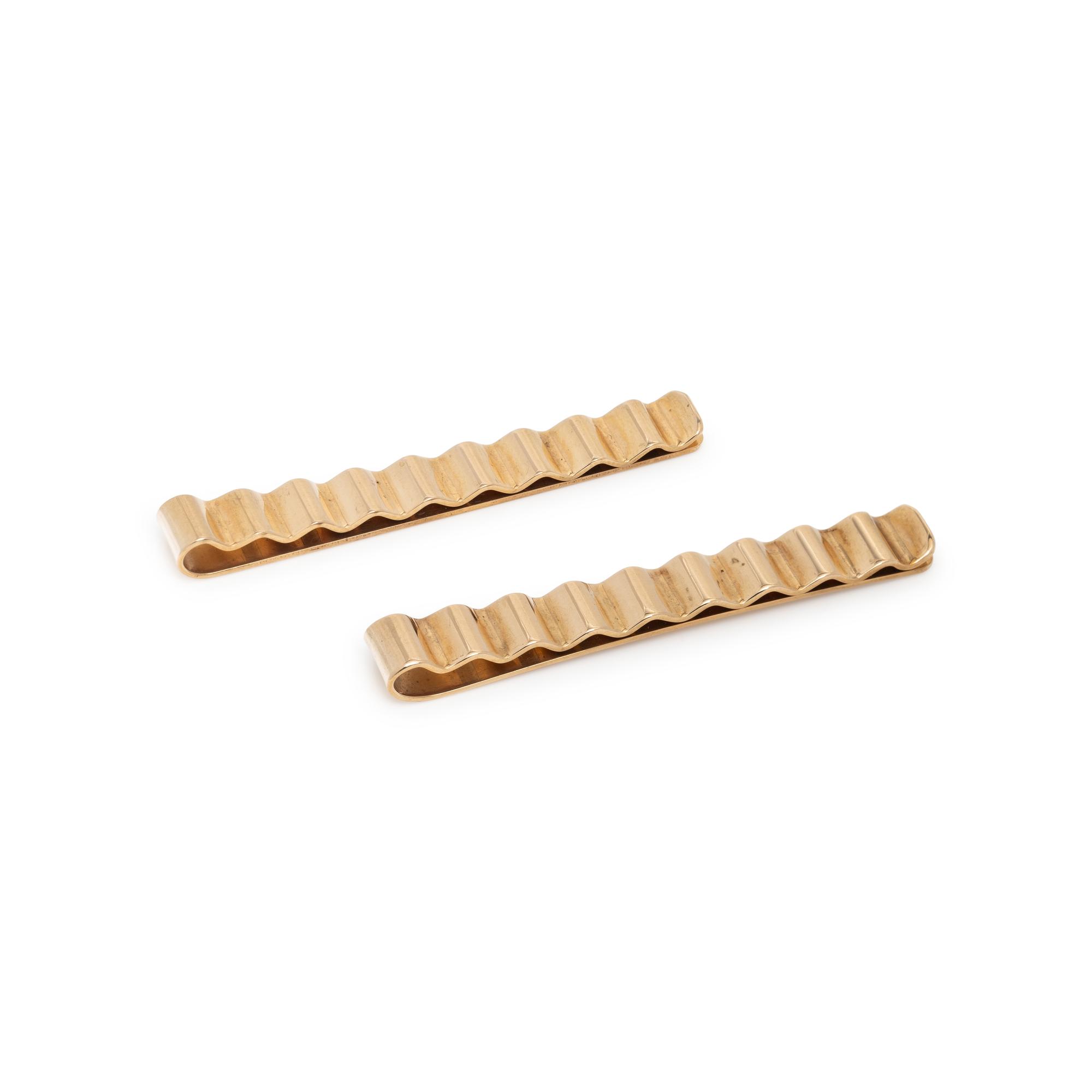TWO YELLOW GOLD TIE CLIPS