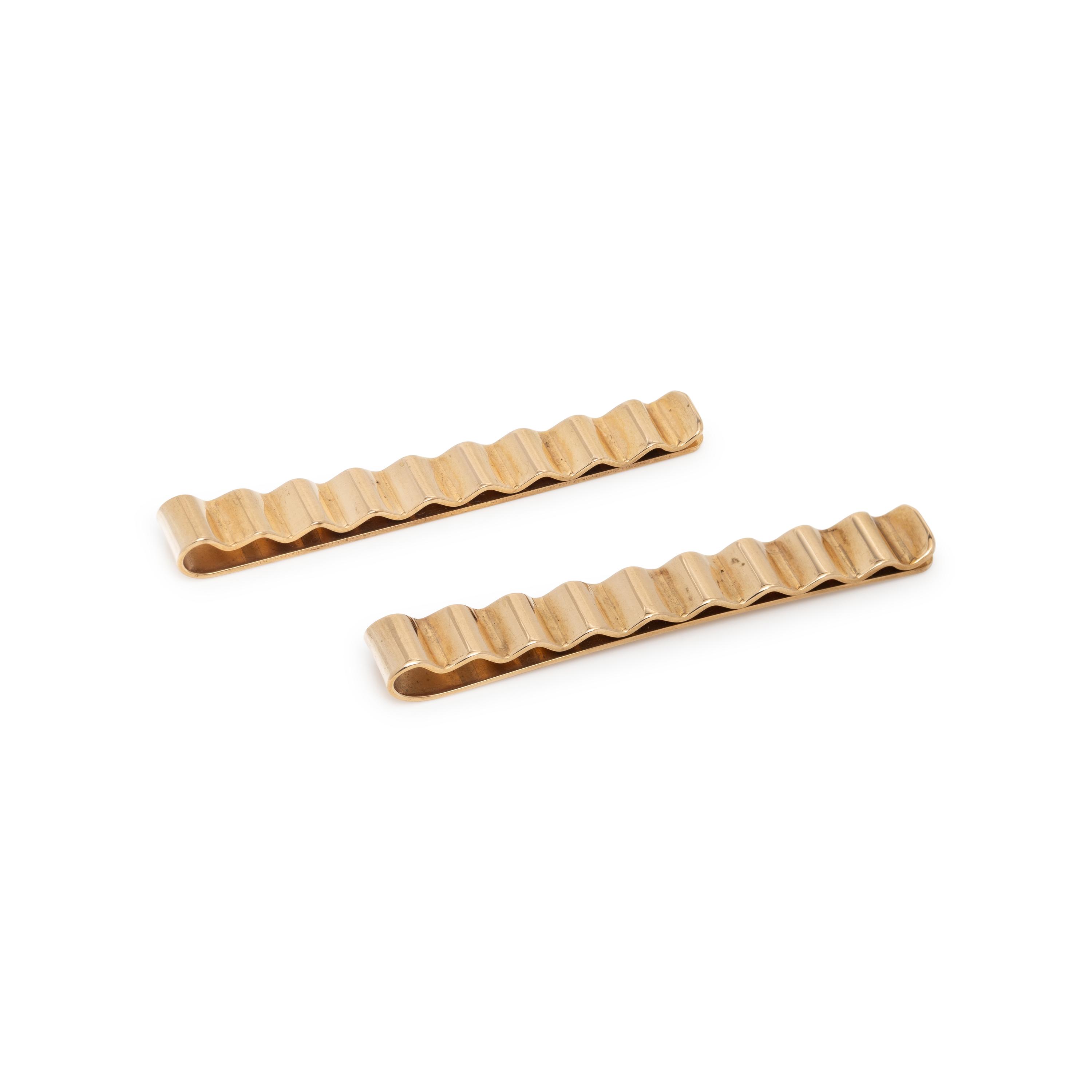 TWO YELLOW GOLD TIE CLIPS