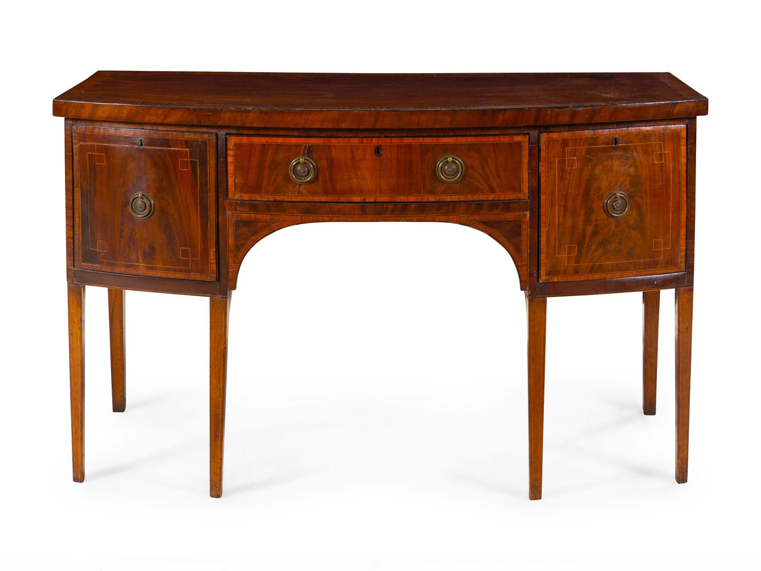 A George III Figured Mahogany Bowfront Sideboard