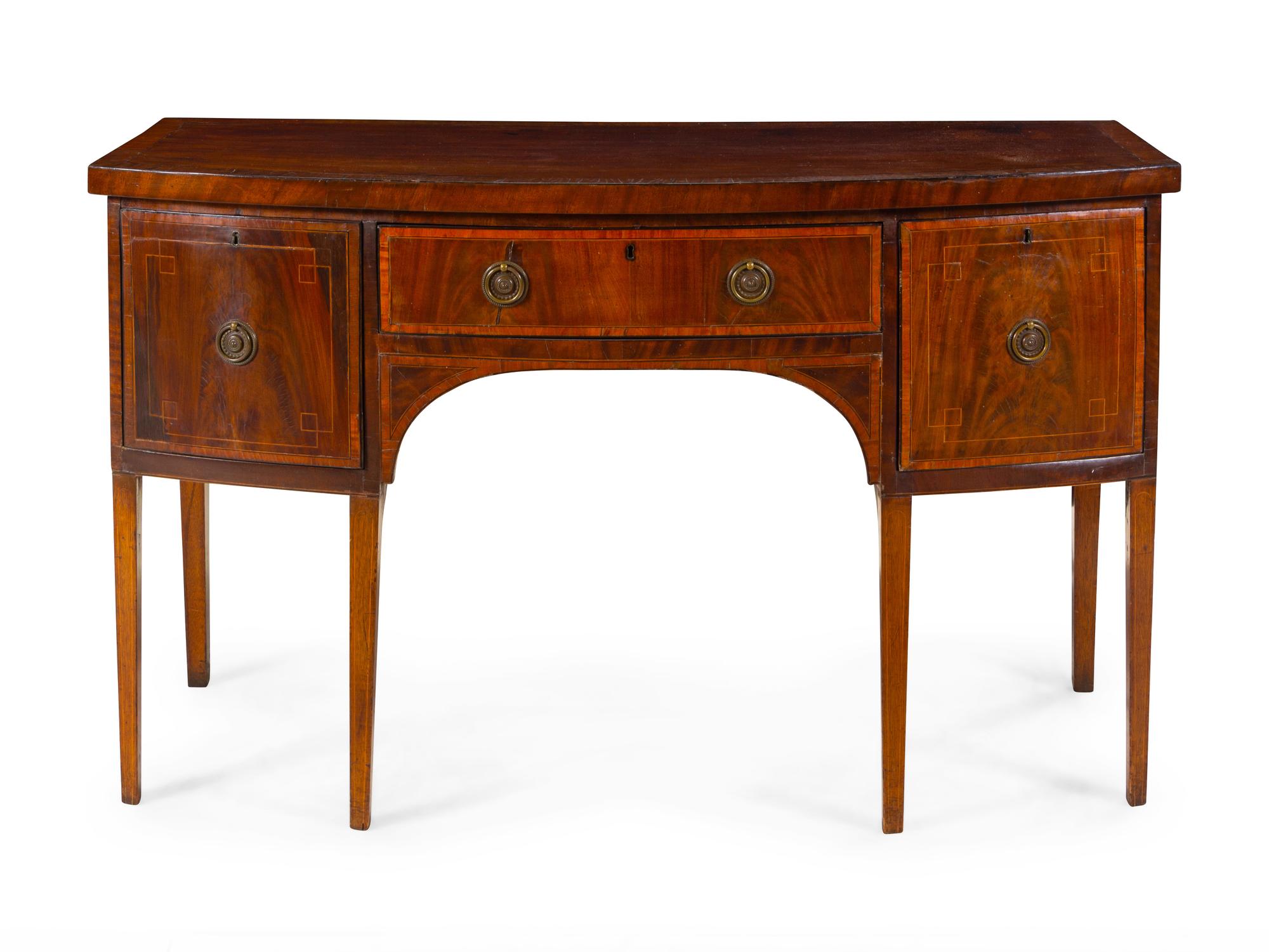 A George III Figured Mahogany Bowfront Sideboard