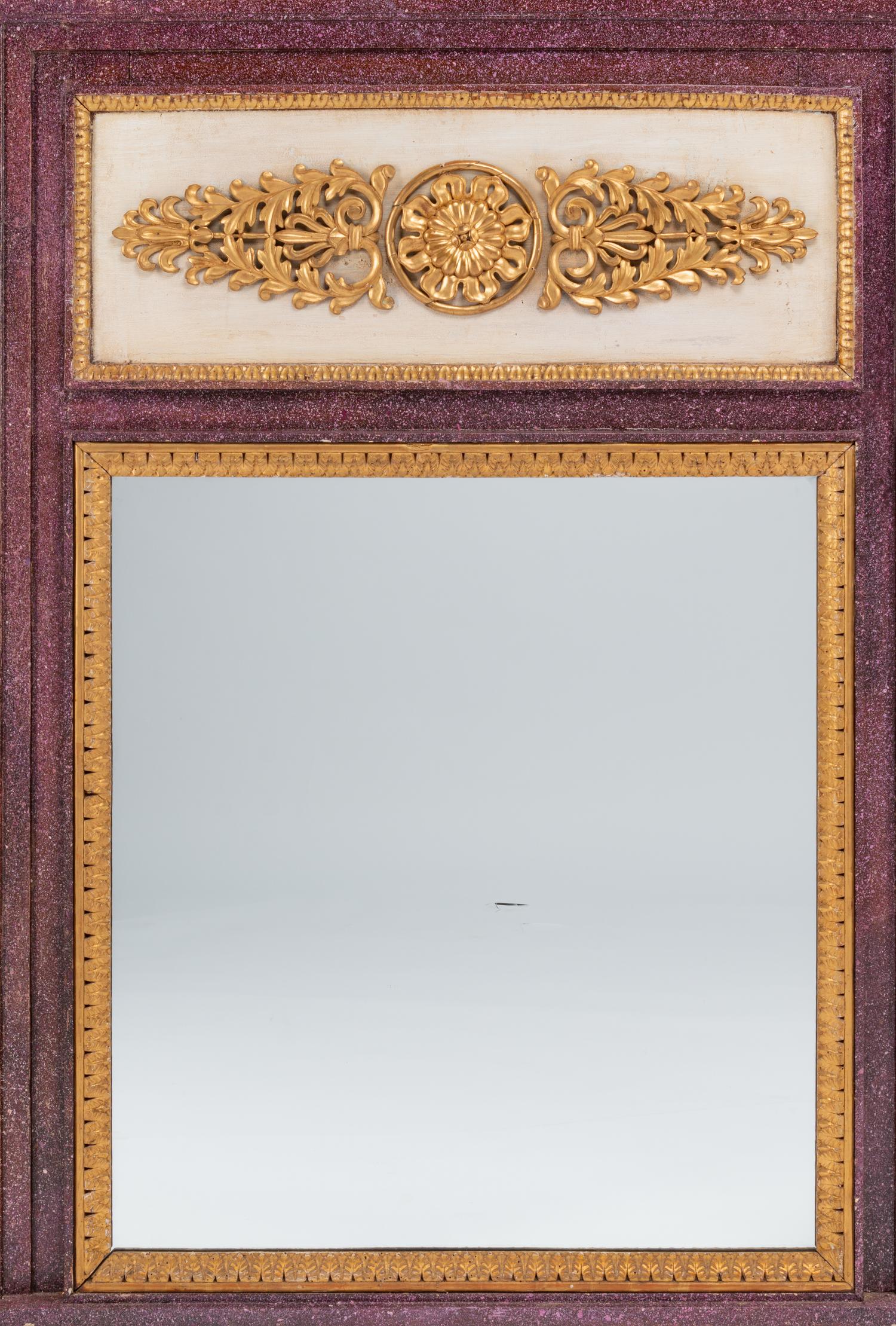 A Directoire Faux Porphyry Painted and Parcel Gilt Mirror