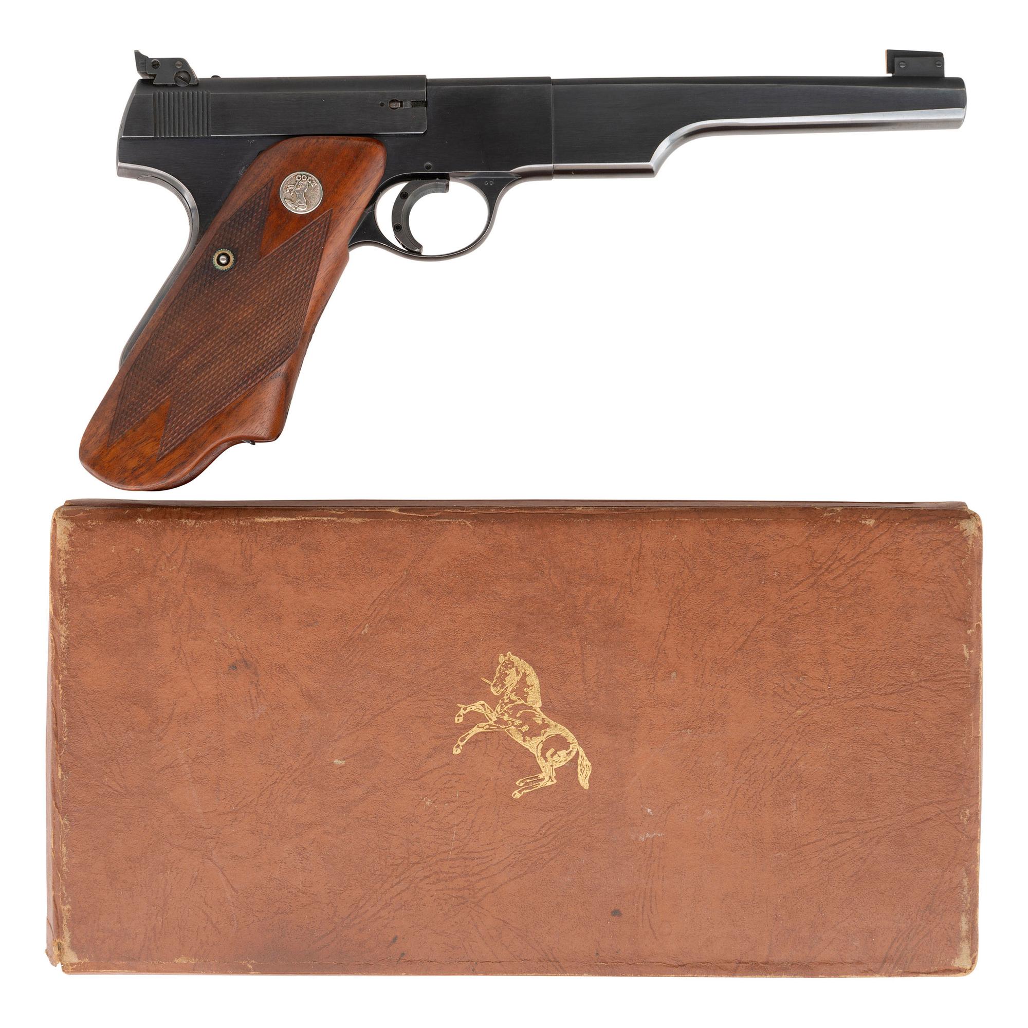 **1941 Production Colt Woodsman Match Target in Box with Elephant Ear Grips and Custom Target Grips