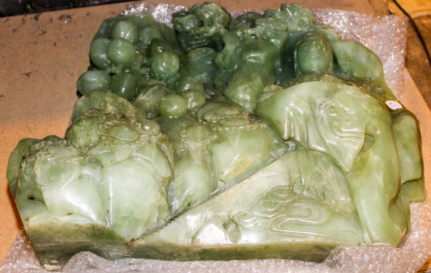 A Chinese Celadon Jade Carving Height 18 inches.