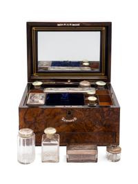 A Victorian Burlwood Dressing Case