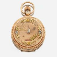 A tricolor hunting case gold pocket watch, Elgin American, C.1878
