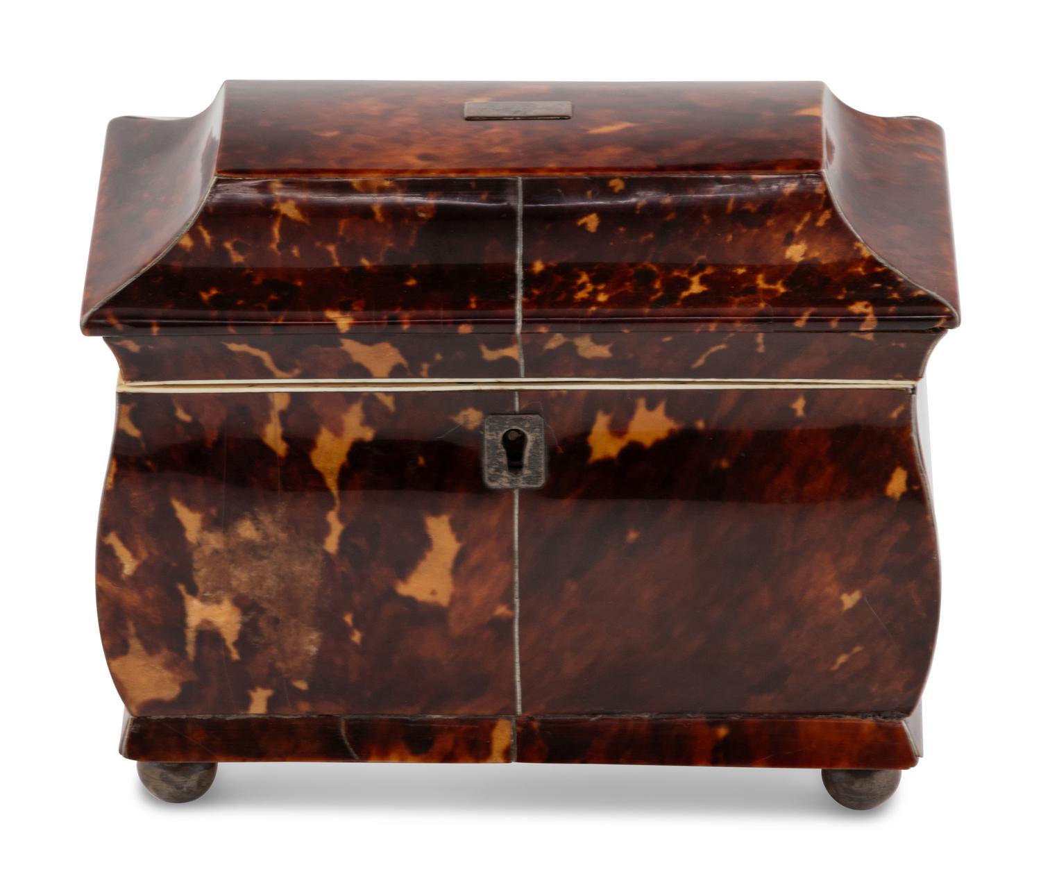 A Regency Tortoise Shell Tea Caddy