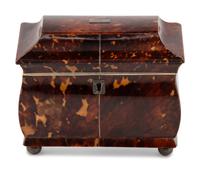 A Regency Tortoise Shell Tea Caddy