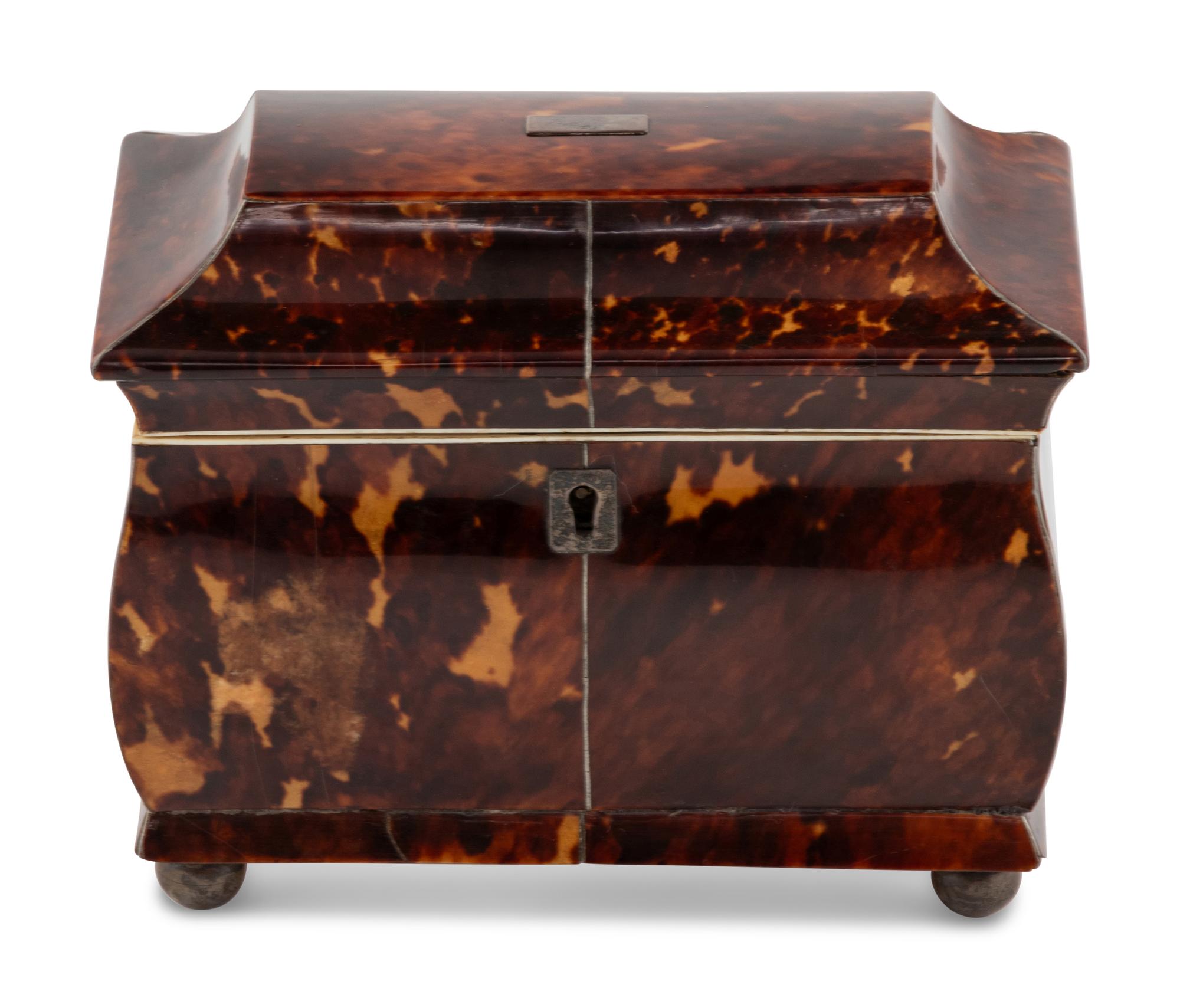 A Regency Tortoise Shell Tea Caddy