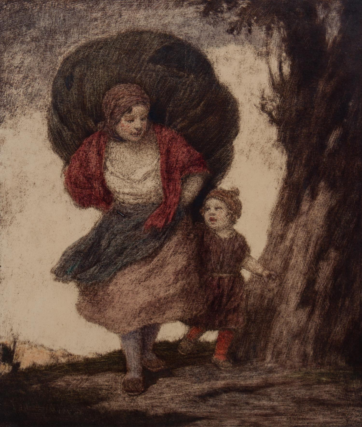 Ludwig von Zumbusch, (German, 1861-1927), Mother and Child on the Road