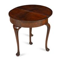 A George II Walnut Demilune Flip-Top Side Table