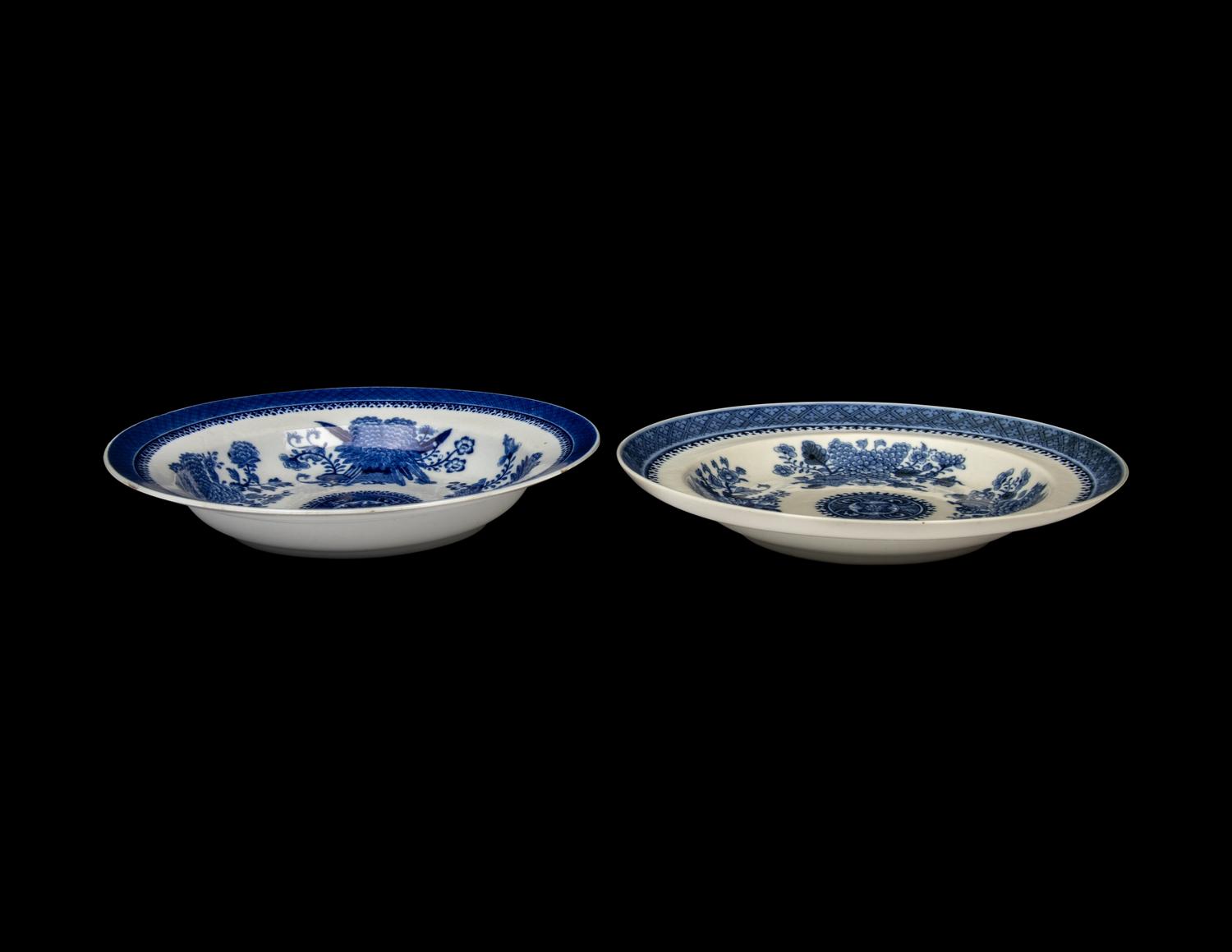 Two Chinese Export Blue and White "Fitzhugh"-Type Porcelain Wares