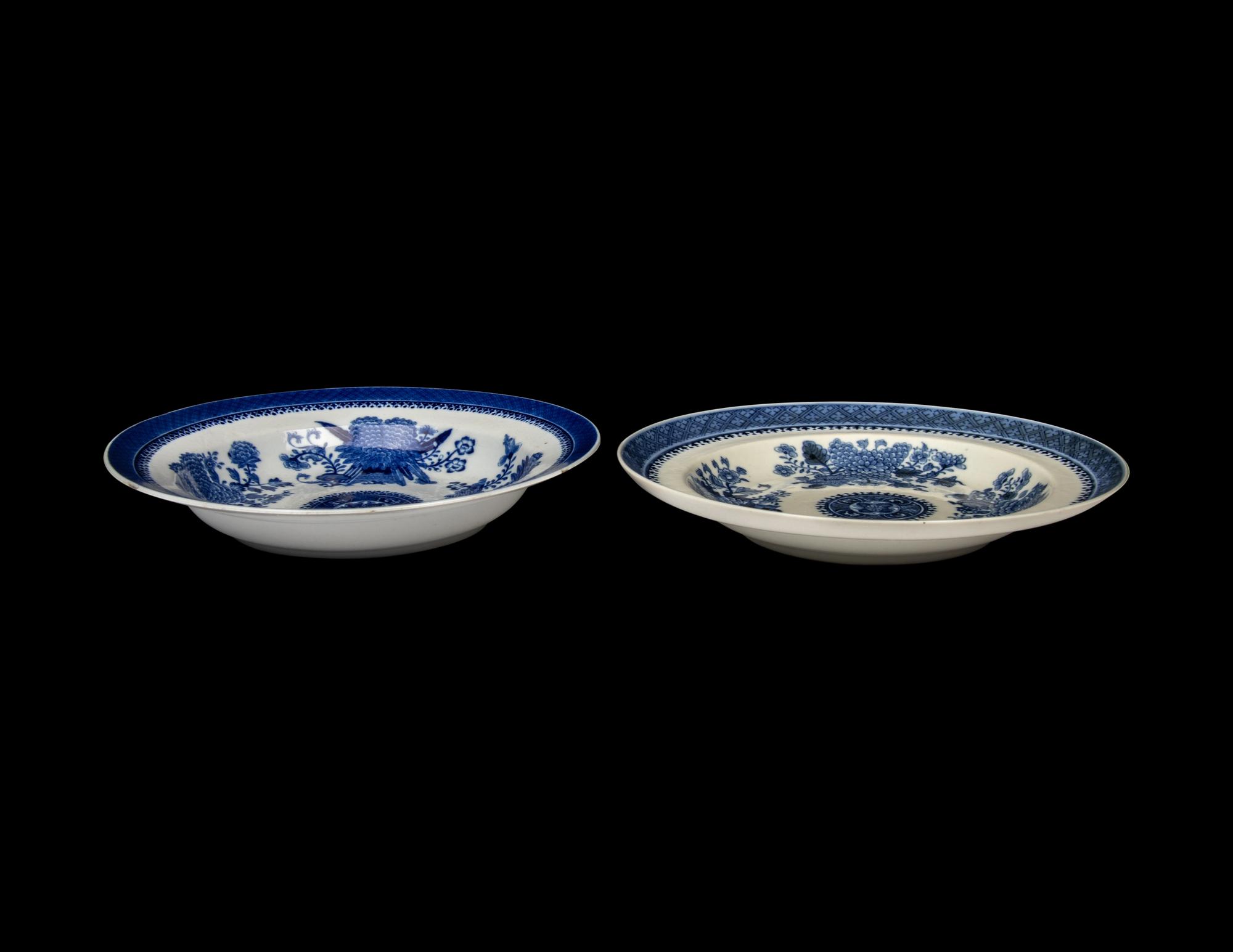 Two Chinese Export Blue and White "Fitzhugh"-Type Porcelain Wares