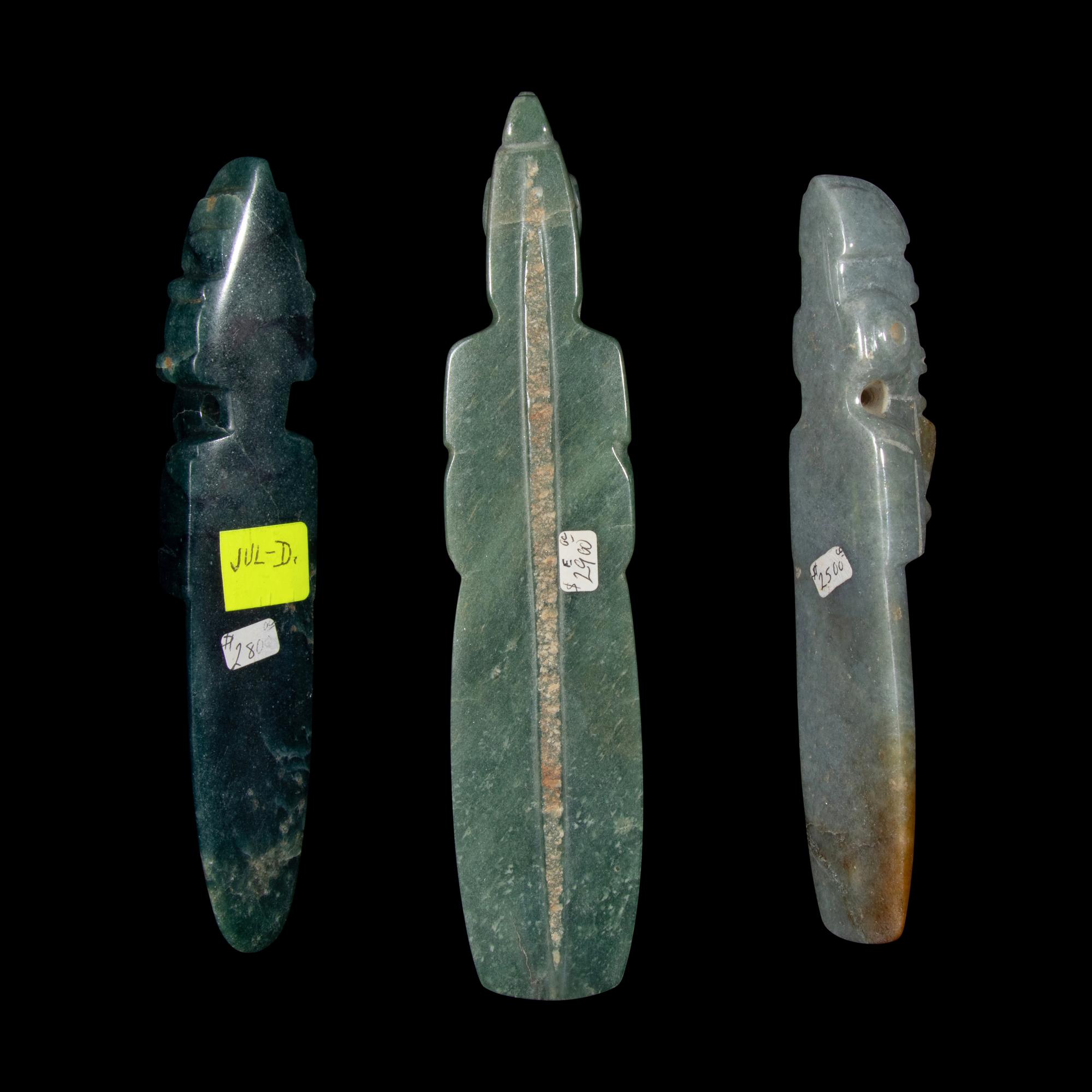 Three Costa Rican Jade Avian Pendants